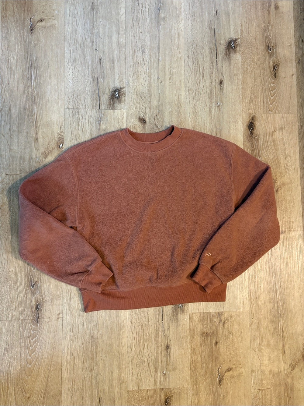 Fabletics Rust Pink Fuzzy Crewneck Sweatshirt